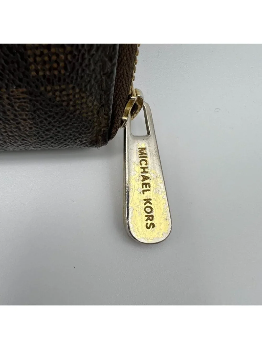 Michael Kors Brown Logo Zip-Around Wallet With Gold-Tone Hardware - Picture 4 of 7